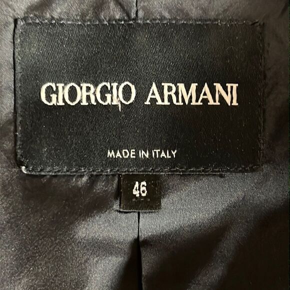 Giorgio Armani Dark Blue Ruffled Collar Full Zip Front Crop Jacket sz 46 US 8-10 - Picture 12 of 15